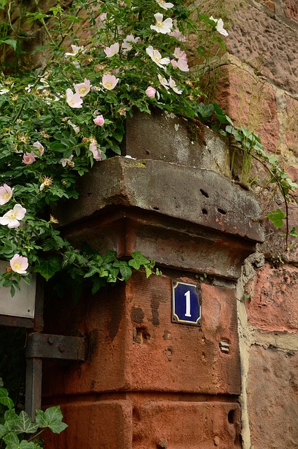 house number signage with high contrast on a modern exterior wall near entrance lighting